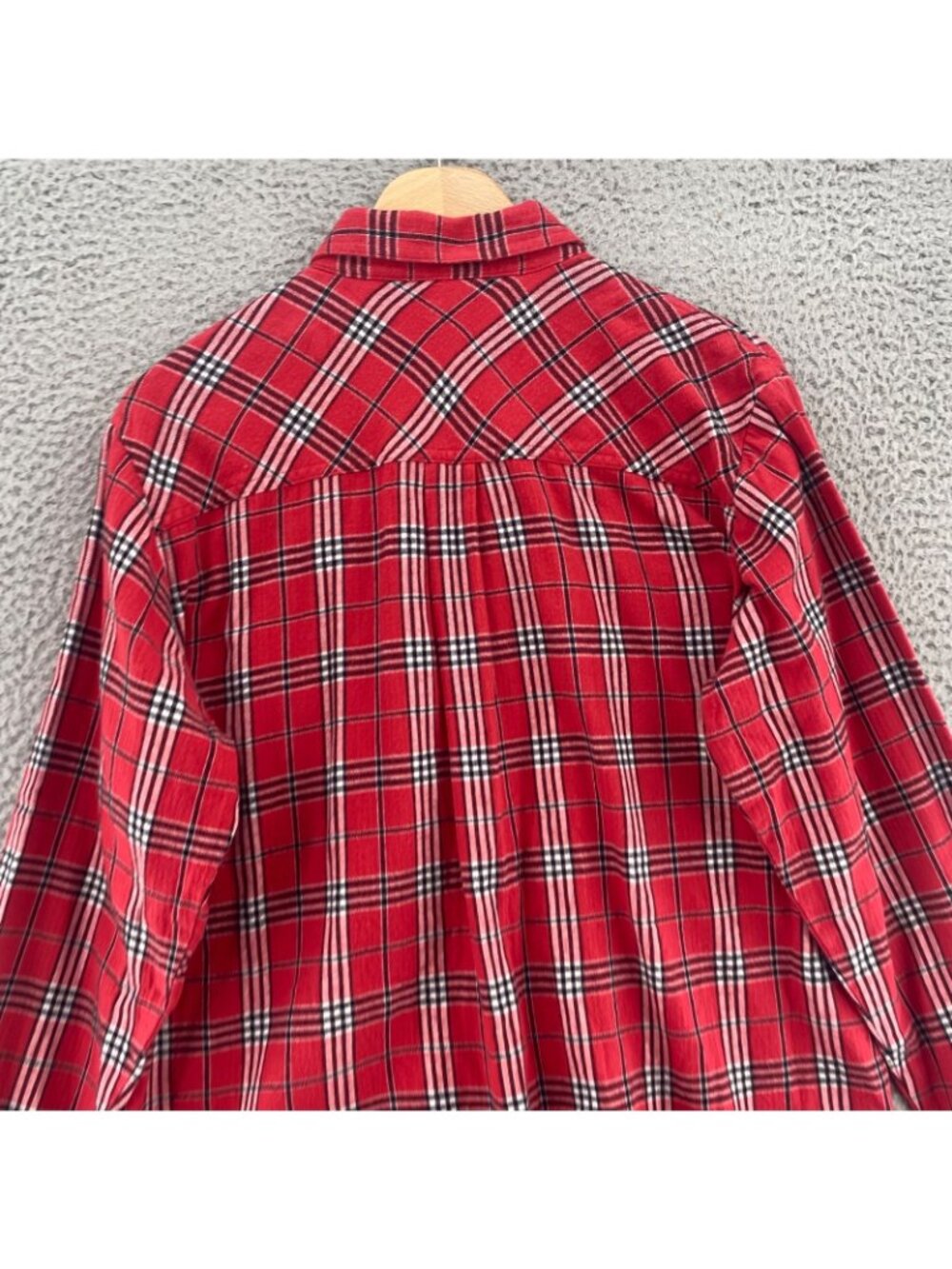 LOFT Shirt Womens Medium Red Plaid Flannel Button Up Long Sleeve Collared Casual - Picture 4 of 10